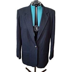 Vintage Sag Harbor Wool Black Blazer Jacket Women Size 14 Goth Corpcore Business